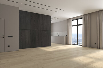 Modern style conceptual interior empty room 3d illustration