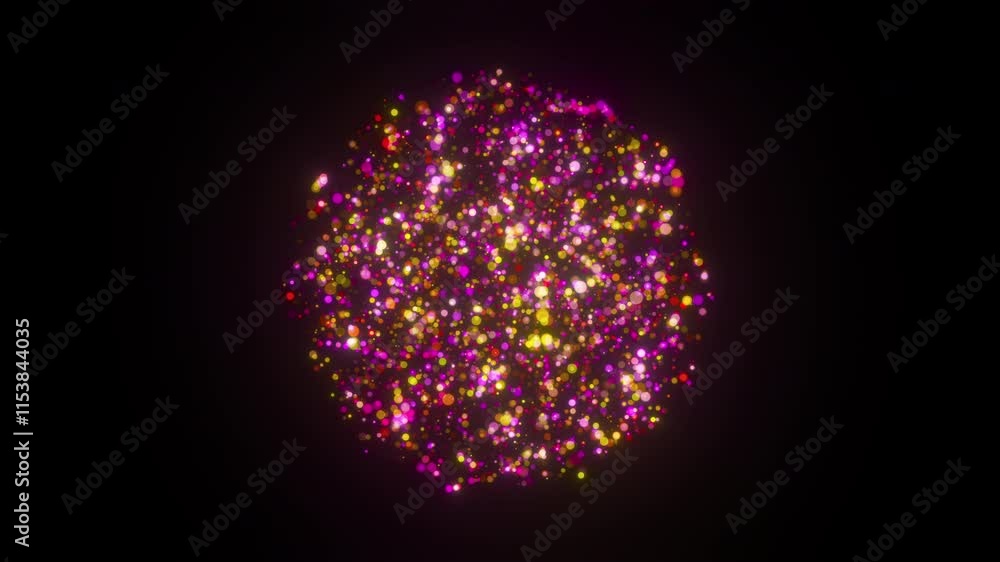 Poster sphere of bright particles. computer generated