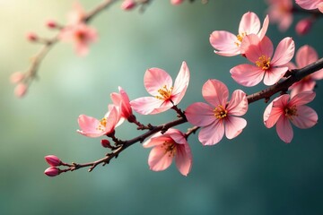 Obraz premium Intricately woven branch of dogwood tree with leaves and flowers, twig, delicate