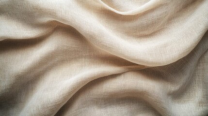 Warm Beige Linen Fabric Texture - Draped Soft Textile Background