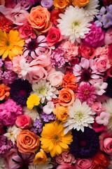 Colorful Floral Diversity: A Fresh and Vibrant Collection of Blooming Flowers at a Local Market