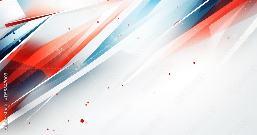 Poster abstract design featuring dynamic red and blue lines on a light background.