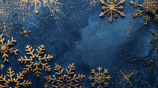 Gold snowflake decoration winter scene digital art