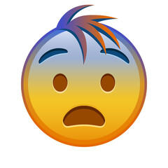 Face in fear Large size of yellow emoji smile with hair