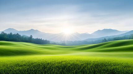 Fototapeta premium A beautiful mountain landscape with a green field