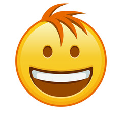 Grinning face Large size of yellow emoji smile with hair