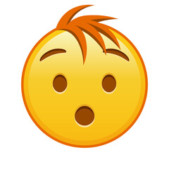 Fototapeta premium Hushed face Large size of yellow emoji smile with hair