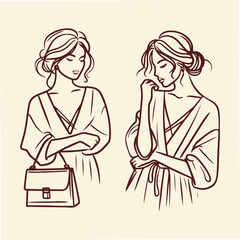 Fototapeta premium Hand drawn Minimalist Line Drawing of a Serene Woman