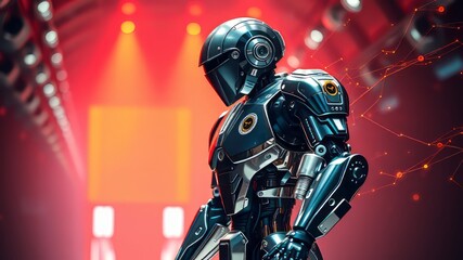 Fototapeta premium AI Cybersecurity Robot - Digital Crime Defense - Futuristic Tech