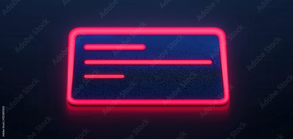 Poster a glowing card with a modern design, illuminated in vibrant pink and dark background, suggesting the