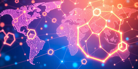 A visual representation of a global network, illustrating interconnected lines and nodes symbolizing worldwide connections 