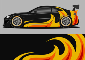 Wrap car design decal with fire theme