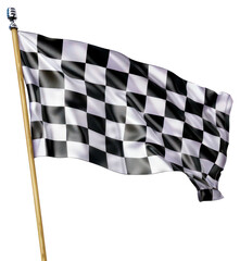 Fototapeta premium PNG Waving rally flag on a flagpole white checkered victory.