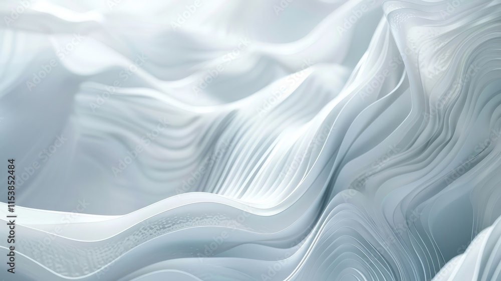 Poster abstract waves of soft white material create a serene, flowing texture.