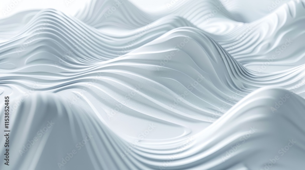 Poster Abstract white waves creating a smooth, flowing texture.