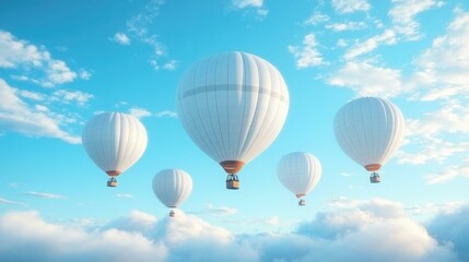 Naklejka premium Networking as a service Cloud based services Decentralized identifier Martech saas Esg fintech Distributed Helium 10 Telegram channel Internxt Plannerly White hot air balloons floating peacefully, ad