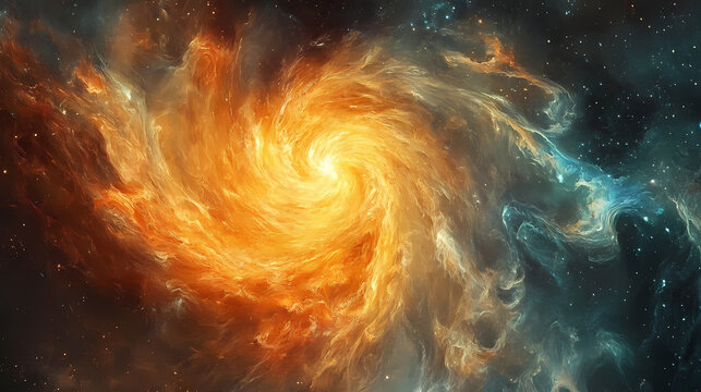 Cosmic field: field with vibrant swirls and nebulous forms, representing the vastness of space. Nebulosa. Illustration