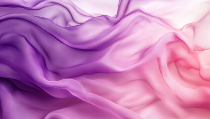 Obraz premium Delicate fabric in shades of purple and pink gracefully ripples, forming gentle curves and soft transitions between colors, enhancing a tranquil and artistic ambiance.