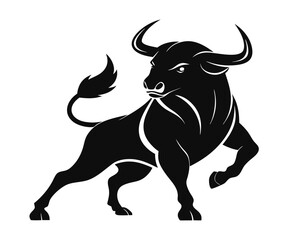 Charging Bull Silhouette, Stock Vector Image