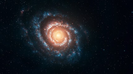 Stunning Swirling Galaxy in Deep Space with Bright Core and Colorful Spirals Surrounded by Stars Captured in High Resolution Astrophotography