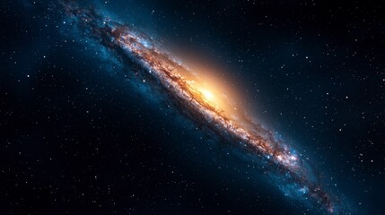 Fototapeta premium Stunning Spiral Galaxy in Deep Space with Radiant Core Illuminating Surrounding Stars and Cosmic Dust in a Dazzling Display of Celestial Beauty and Wonder