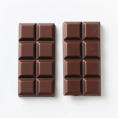two nice and delicious chocolate bars on a white background
