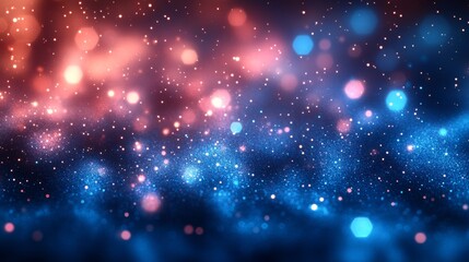 Obraz premium Vibrant cosmic abstract with sparkling pink and blue bokeh lights