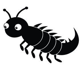 Black Caterpillar Silhouette Crawling Illustration