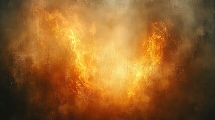 Obraz premium Fiery orange and yellow flames engulfing smoke and dark background, intense burning fire for industrial, safety, danger, and emergency visuals with dramatic warm glowing atmosphere