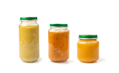 Baby Food Jar Isolated, Kid Puree Glass Bottle, Healthy Child Nutrition, Toddler Diet, Small Jar with Baby Food
