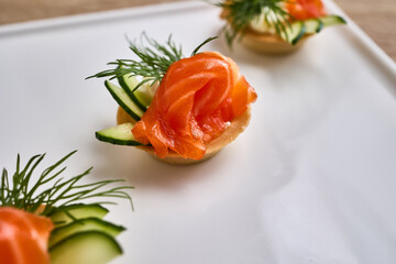 Smoked Salmon Tartlets with Cucumber and Dill