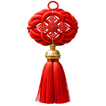 Traditional Chinese pattern braided rope with red tassels