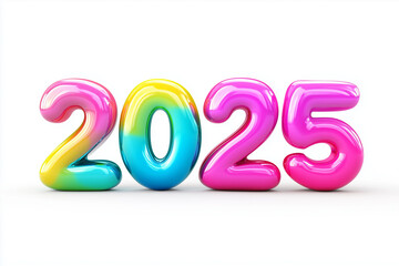 2025 futuristic vibrant colors, rounded glossy surfaces, isolated on white background