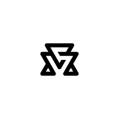 Modern letter VM MV logo.