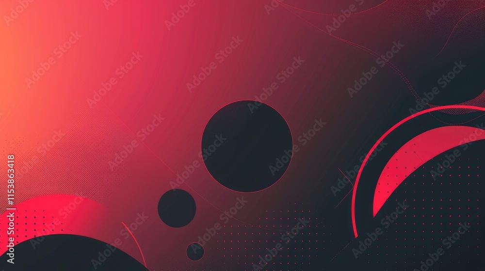 Poster abstract design featuring circles and gradients in red and black tones.