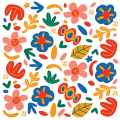 Hand drawn abstract floral shape pattern background