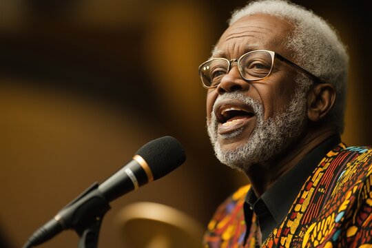 Celebrating Black History Month through powerful speeches and storytelling in a vibrant community setting