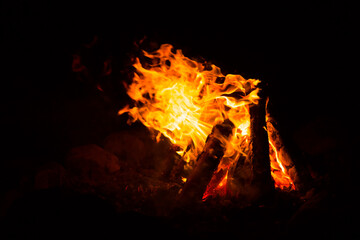 bonfire burning at night, wood, fire, flame, camp, encampment, tourism, outdoor, burning, light, flames, backgrounds, bonfire, night, isolated