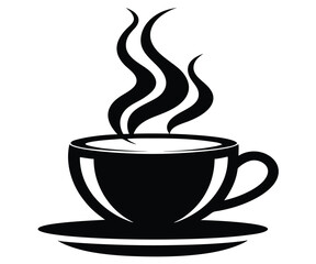 Coffee Cup Silhouette, Steam, Black, Icon, Image