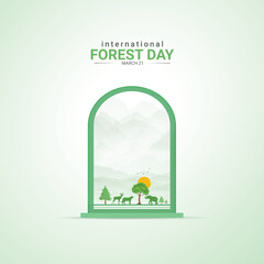 International Day of Forests. Forests Day creative design for social media ads
