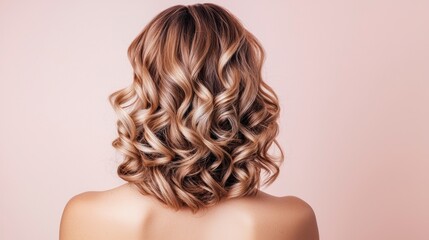 Fototapeta premium Elegant Back View of Curly Hair with Beautiful Blonde