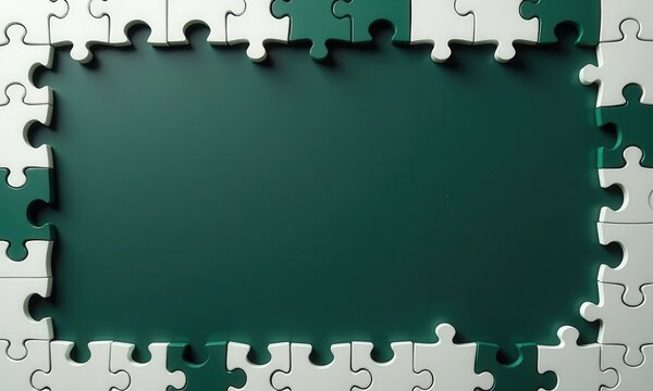 Jigsaw Puzzle Frame, Green Background.