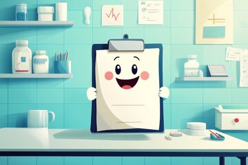 Cheerful Medical Clipboard Illustration