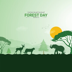 International Day of Forests. Forests Day creative design for social media ads
