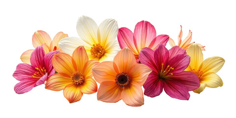 Vibrant Collection of Flowers - Artistic Arrangement on Crisp White Background for Creative Projects the product image shot (transparent) , print, banner
