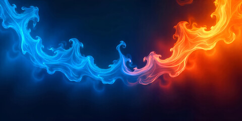 . A captivating wallpaper design featuring the dynamic contrast of fire and water elements intertwined artistically.