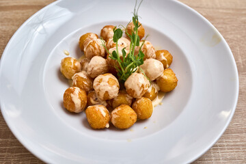 Golden Potato Croquettes with Creamy Dressing