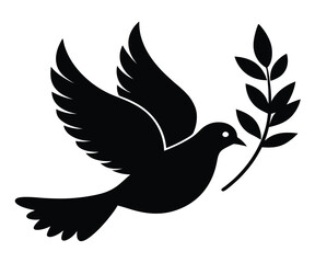 Fototapeta premium Dove Silhouette Olive Branch Peace Symbol