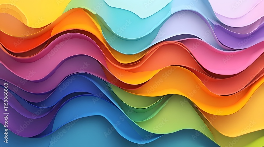 Poster a vibrant wave of colorful paper layers creates an abstract design full of movement and energy, perf
