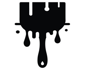 Dripping Paintbrush Black Silhouette EPS